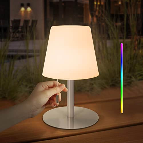 FUYO LED Akku Outdoor Tischlampe mit 8 Farben Dimmbar Kabellos Tischleuchte Tragbare Farbwechsel Nachtlicht Lampe für außen garten schlafzimmer camping ostern dekoration von FUYO