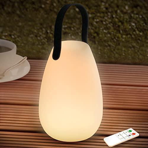 FUYO Outdoor Lampe LED Akku Tischleuchte Tragbare Kabellos Dimmbare Tischlampe mit 8 Farben Farbwechsel Gartenlampe perfekt für schlafzimmer wohnzimmer außen BBQ garten ostern dekoration (Glatt) von FUYO