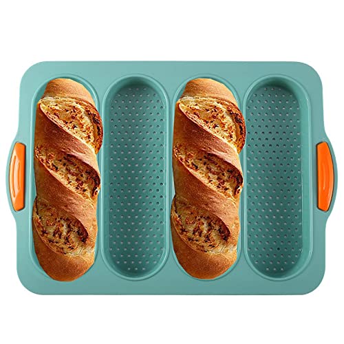 FUYTERY French Bread Backform 4 Schlitze Silikon-Antihaft-Backform zum Kochen (grün) von FUYTERY