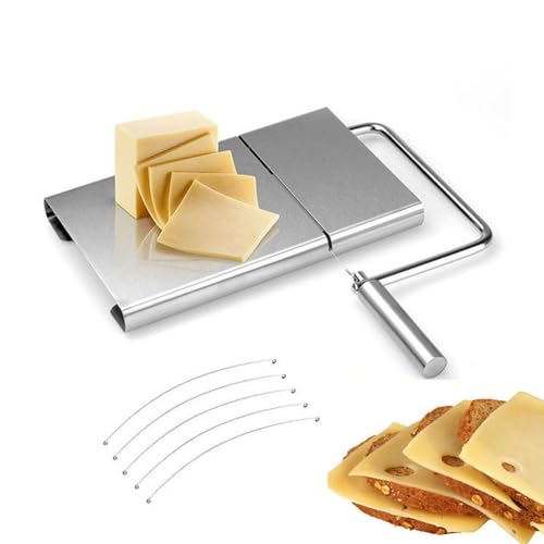 FUYTERY Käseschneider mit Draht für Blockkäse Einstellbare Käseschneider-Brett mit 5-Ersatzdrähten von FUYTERY