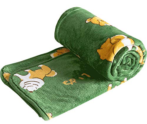 FUYU Shiba Inu Überwurf-Decke für Welpen, Cartoon-Hund, warm, flauschig, weich von FUYU
