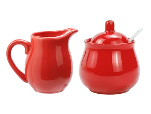 Keramik-Set mit Milchkännchen und Zucker, mit Deckel, Löffel, Kaffeeservice von FUYU