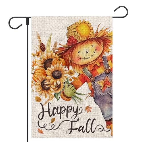 FUYUCHEN Gartenflagge Happy Fall Thanksgiving Vogelscheuche 30,5 x 45,7 cm, doppelseitig, kleine Jute-Flagge für draußen, Herbst, saisonale Ferien, Hof, Outdoor-Dekoration FUYUCHEN Gartenflagge Happy Fall Thanksgiving Vogelscheuche 30,5 x 45,7 cm, doppelseitig, kleine Jute-Flagge für draußen, Herbst, saisonale Ferien, Hof, Outdoor-Dekoration von FUYUCHEN