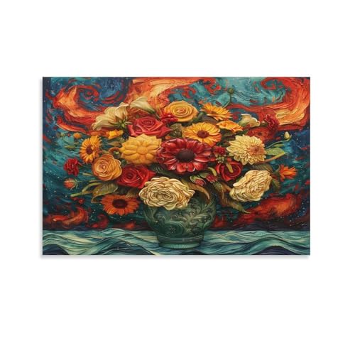 FUYUETTG Aquarell-Blumen-Wandkunst, Vintage-Vase, Blumenpflanzengemälde, Druck auf strukturierter Leinwand, Wandposter, Kunstwerk für Wohnzimmer, Schlafzimmer, Büro, Dekoration, ungerahmt 60 x 90 cm FUYUETTG Aquarell-Blumen-Wandkunst, Vintage-Vase, Blumenpflanzengemälde, Druck auf strukturierter Leinwand, Wandposter, Kunstwerk für Wohnzimmer, Schlafzimmer, Büro, Dekoration, ungerahmt 60 x 90 cm von FUYUETTG