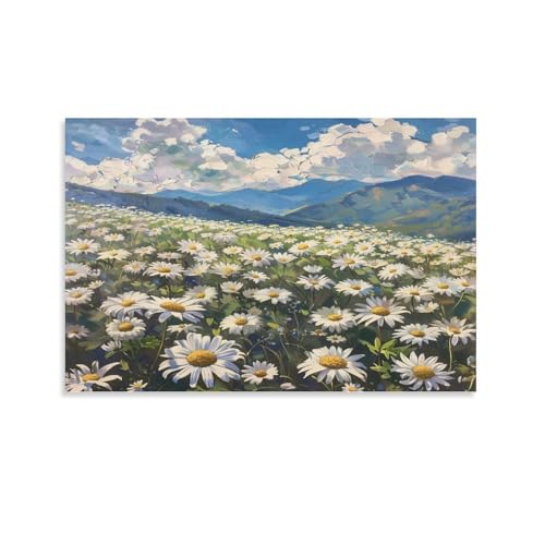 FUYUETTG Aquarell-Gänseblümchen-Wandkunst, Graffiti-Stil, weiße Blumen, Gemälde auf strukturierter Leinwand, Wandposter, Kunstwerk für Wohnzimmer, Schlafzimmer, Büro, Dekoration, ungerahmt, 60 x 90 cm FUYUETTG Aquarell-Gänseblümchen-Wandkunst, Graffiti-Stil, weiße Blumen, Gemälde auf strukturierter Leinwand, Wandposter, Kunstwerk für Wohnzimmer, Schlafzimmer, Büro, Dekoration, ungerahmt, 60 x 90 cm von FUYUETTG