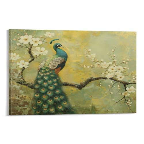 FUYUETTG Aquarell Pfau Leinwand Wandkunst, Natur, Tier, rustikaler Blumengemälde auf strukturierter Leinwand, Wandposter, Kunstwerk für Wohnzimmer, Schlafzimmer, Büro, Dekorrahmen, 60 x 90 cm FUYUETTG Aquarell Pfau Leinwand Wandkunst, Natur, Tier, rustikaler Blumengemälde auf strukturierter Leinwand, Wandposter, Kunstwerk für Wohnzimmer, Schlafzimmer, Büro, Dekorrahmen, 60 x 90 cm von FUYUETTG