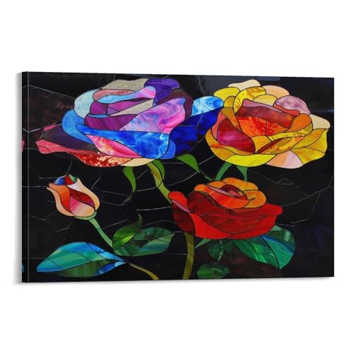 FUYUETTG Aquarell-Rosen-Leinwandkunst, bunte Blumen, Naturpflanzen, Gemälde auf strukturierter Leinwand, Wandposter, Kunstwerk für Wohnzimmer, Schlafzimmer, Büro, Dekorrahmen, 50 x 75 cm FUYUETTG Aquarell-Rosen-Leinwandkunst, bunte Blumen, Naturpflanzen, Gemälde auf strukturierter Leinwand, Wandposter, Kunstwerk für Wohnzimmer, Schlafzimmer, Büro, Dekorrahmen, 50 x 75 cm von FUYUETTG