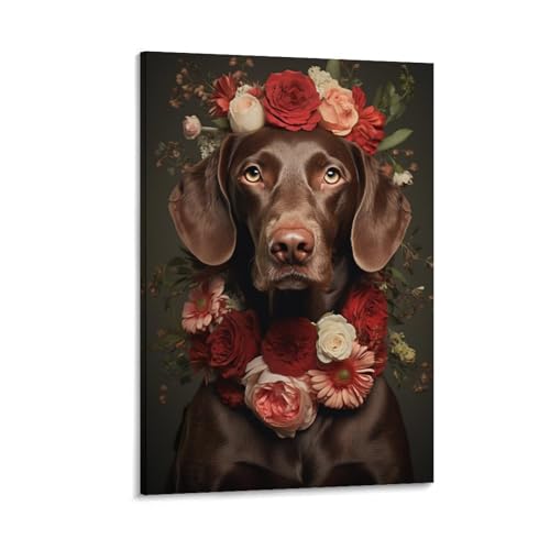 FUYUETTG Kunstdruck auf Leinwand, Motiv: Aquarell, Hund, romantisches Tier, bunte Blumen, Gemälde auf strukturierter Leinwand, Wandposter, Kunstwerk für Wohnzimmer, Schlafzimmer, Büro, Dekorrahmen, 50 FUYUETTG Kunstdruck auf Leinwand, Motiv: Aquarell, Hund, romantisches Tier, bunte Blumen, Gemälde auf strukturierter Leinwand, Wandposter, Kunstwerk für Wohnzimmer, Schlafzimmer, Büro, Dekorrahmen, 50 von FUYUETTG