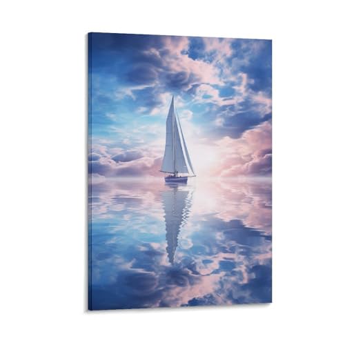 FUYUETTG Kunstdruck auf Leinwand, Motiv: Fantasy-Schiff, Ozean, Segelboot, Landschaft, Aquarellgemälde auf strukturierter Leinwand, Wandposter, Kunstwerk für Wohnzimmer, Schlafzimmer, Büro FUYUETTG Kunstdruck auf Leinwand, Motiv: Fantasy-Schiff, Ozean, Segelboot, Landschaft, Aquarellgemälde auf strukturierter Leinwand, Wandposter, Kunstwerk für Wohnzimmer, Schlafzimmer, Büro von FUYUETTG