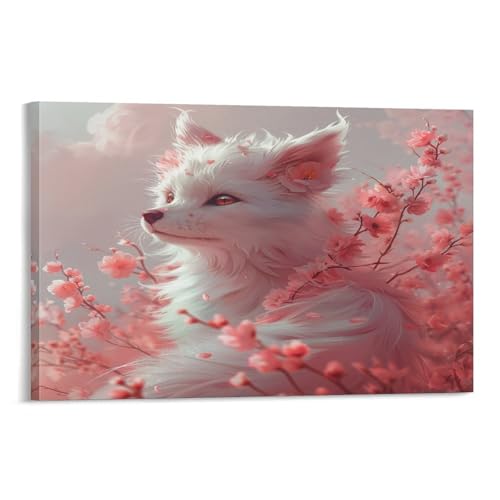FUYUETTG Kunstdruck auf Leinwand, Motiv: Fuchs, florale Botanische Natur, Tiergemälde auf strukturierter Leinwand, Wandposter, Kunstwerk für Wohnzimmer, Schlafzimmer, Büro, Dekorrahmen, 50 x 75 cm FUYUETTG Kunstdruck auf Leinwand, Motiv: Fuchs, florale Botanische Natur, Tiergemälde auf strukturierter Leinwand, Wandposter, Kunstwerk für Wohnzimmer, Schlafzimmer, Büro, Dekorrahmen, 50 x 75 cm von FUYUETTG