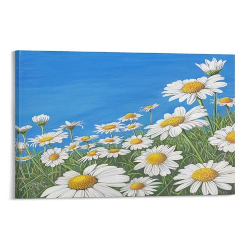 FUYUETTG Kunstdruck auf Leinwand, Motiv: Küstengänseblümchen, rustikales Feld, Natur, Blume, Aquarellgemälde auf strukturierter Leinwand, Wandposter, Kunstwerk für Wohnzimmer, Schlafzimmer, Büro FUYUETTG Kunstdruck auf Leinwand, Motiv: Küstengänseblümchen, rustikales Feld, Natur, Blume, Aquarellgemälde auf strukturierter Leinwand, Wandposter, Kunstwerk für Wohnzimmer, Schlafzimmer, Büro von FUYUETTG