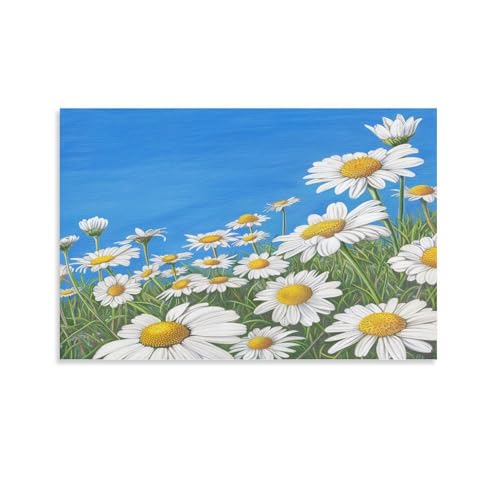 FUYUETTG Kunstdruck auf Leinwand, Motiv: Küstengänseblümchen, rustikales Feld, Natur, Blume, Aquarellgemälde auf strukturierter Leinwand, Wandposter, Kunstwerk für Wohnzimmer, Schlafzimmer, Büro FUYUETTG Kunstdruck auf Leinwand, Motiv: Küstengänseblümchen, rustikales Feld, Natur, Blume, Aquarellgemälde auf strukturierter Leinwand, Wandposter, Kunstwerk für Wohnzimmer, Schlafzimmer, Büro von FUYUETTG
