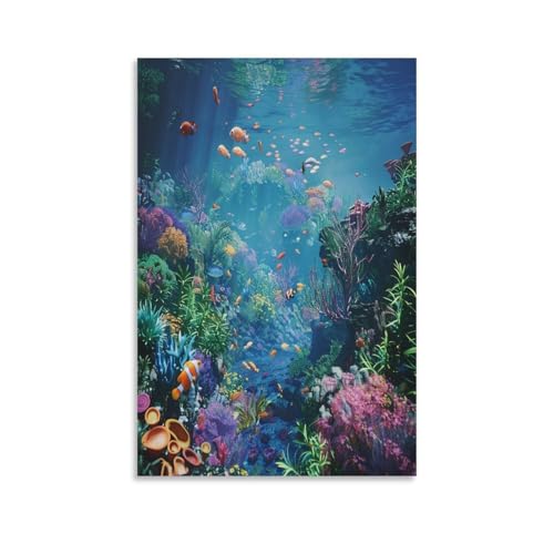 FUYUETTG Kunstdruck auf Leinwand, Motiv: Moderne Fische, tropische Tiere, Korallenpflanzen, Landschaft, Druck auf strukturierter Leinwand, Wandposter, Kunstwerk für Wohnzimmer, Schlafzimmer, Büro FUYUETTG Kunstdruck auf Leinwand, Motiv: Moderne Fische, tropische Tiere, Korallenpflanzen, Landschaft, Druck auf strukturierter Leinwand, Wandposter, Kunstwerk für Wohnzimmer, Schlafzimmer, Büro von FUYUETTG