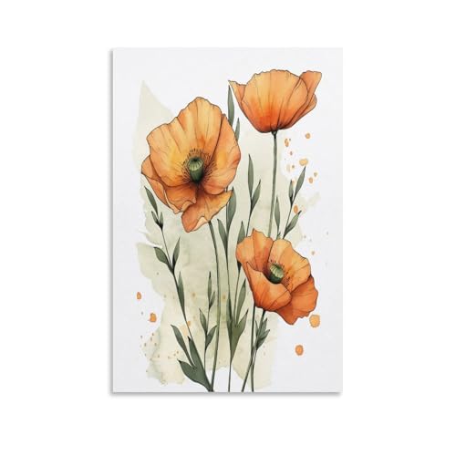 FUYUETTG Kunstdruck auf Leinwand, Motiv: Mohnblumen, rustikaler Stil, Gemälde auf strukturierter Leinwand, Wandposter, Kunstwerk für Wohnzimmer, Schlafzimmer, Büro, ungerahmt, 20 x 30 cm von FUYUETTG