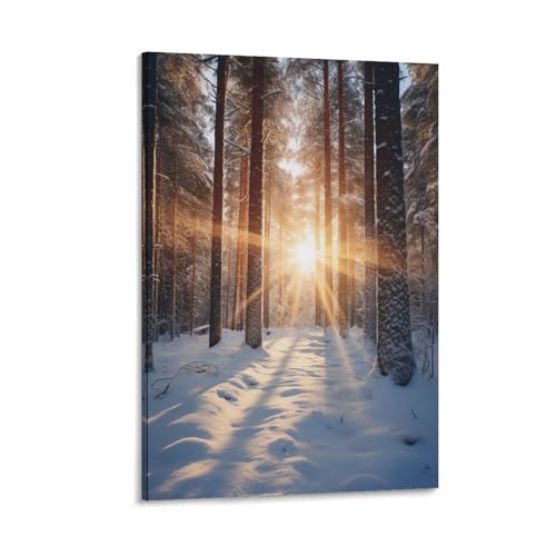 FUYUETTG Kunstdruck auf Leinwand, Motiv: moderner Baum, Sonnenschein, Schneeszene, Gemälde auf strukturierter Leinwand, Wandposter, Kunstwerk für Wohnzimmer, Schlafzimmer, Büro, Dekorrahmen, 50 x 75 FUYUETTG Kunstdruck auf Leinwand, Motiv: moderner Baum, Sonnenschein, Schneeszene, Gemälde auf strukturierter Leinwand, Wandposter, Kunstwerk für Wohnzimmer, Schlafzimmer, Büro, Dekorrahmen, 50 x 75 von FUYUETTG