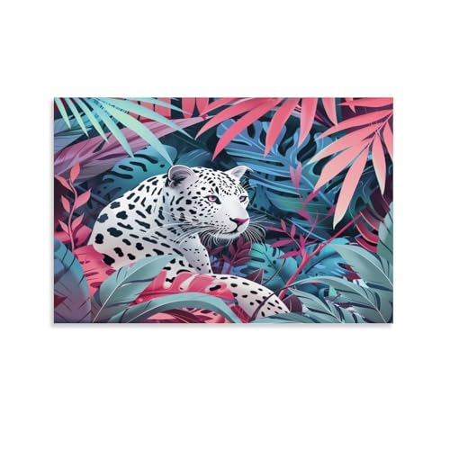 FUYUETTG Kunstdruck auf Leinwand, Motiv: tropischer Leopardenmuster, farbenfrohes Retro-Gemälde auf strukturierter Leinwand, Wandposter, Kunstwerk für Wohnzimmer, Schlafzimmer, Büro, Dekoration FUYUETTG Kunstdruck auf Leinwand, Motiv: tropischer Leopardenmuster, farbenfrohes Retro-Gemälde auf strukturierter Leinwand, Wandposter, Kunstwerk für Wohnzimmer, Schlafzimmer, Büro, Dekoration von FUYUETTG