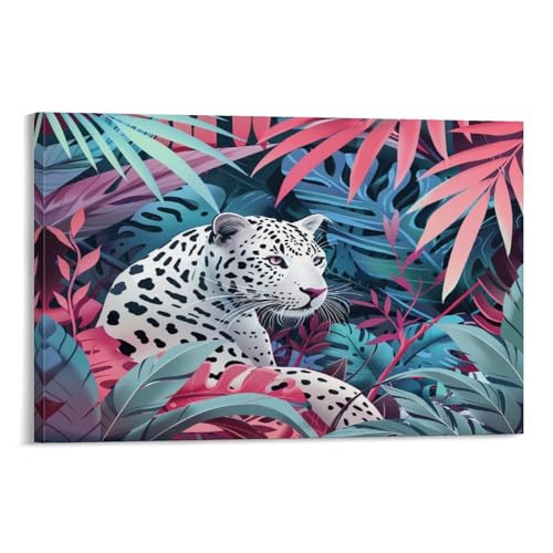 FUYUETTG Kunstdruck auf Leinwand, Motiv: tropischer Leopardenmuster, farbenfrohes Retro-Gemälde auf strukturierter Leinwand, Wandposter, Kunstwerk für Wohnzimmer, Schlafzimmer, Büro, Dekorrahmen, 50 x FUYUETTG Kunstdruck auf Leinwand, Motiv: tropischer Leopardenmuster, farbenfrohes Retro-Gemälde auf strukturierter Leinwand, Wandposter, Kunstwerk für Wohnzimmer, Schlafzimmer, Büro, Dekorrahmen, 50 x von FUYUETTG