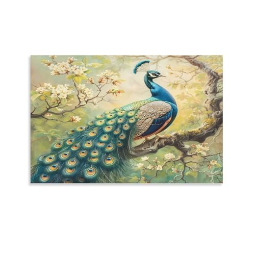 FUYUETTG Kunstdruck auf Leinwand, Vintage-Pfau, Bauernhaus, Natur, Blume, Tiergemälde, Druck auf strukturierter Leinwand, Wandposter, Kunstwerk für Wohnzimmer, Schlafzimmer, Büro, Dekoration FUYUETTG Kunstdruck auf Leinwand, Vintage-Pfau, Bauernhaus, Natur, Blume, Tiergemälde, Druck auf strukturierter Leinwand, Wandposter, Kunstwerk für Wohnzimmer, Schlafzimmer, Büro, Dekoration von FUYUETTG