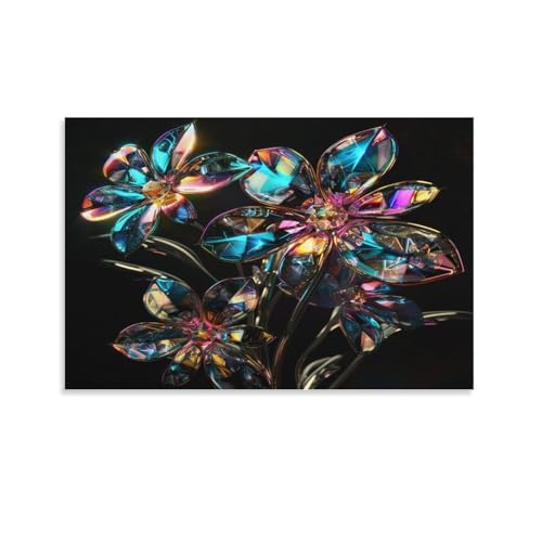 FUYUETTG Leinwand-Kunst, Motiv: wunderschöne Blumen, modernes botanisches Glasgemälde auf strukturierter Leinwand, Wandposter, Kunstwerk für Wohnzimmer, Schlafzimmer, Büro, ungerahmt, 50 x 75 cm FUYUETTG Leinwand-Kunst, Motiv: wunderschöne Blumen, modernes botanisches Glasgemälde auf strukturierter Leinwand, Wandposter, Kunstwerk für Wohnzimmer, Schlafzimmer, Büro, ungerahmt, 50 x 75 cm von FUYUETTG