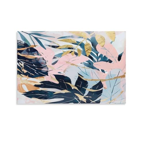 FUYUETTG Leinwand-Kunst, abstrakte Pflanzen, Goldschwarze Blätter, Gemälde, Druck auf strukturierter Leinwand, Wandposter, Kunstwerk für Wohnzimmer, Schlafzimmer, Büro, Dekoration, ungerahmt, 30 x 45 FUYUETTG Leinwand-Kunst, abstrakte Pflanzen, Goldschwarze Blätter, Gemälde, Druck auf strukturierter Leinwand, Wandposter, Kunstwerk für Wohnzimmer, Schlafzimmer, Büro, Dekoration, ungerahmt, 30 x 45 von FUYUETTG