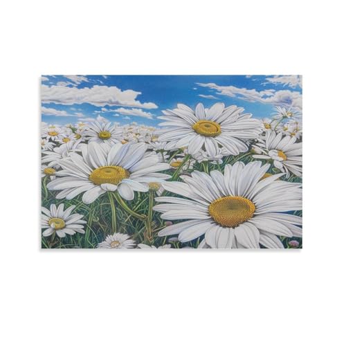 FUYUETTG Leinwand-Kunstdruck mit Gänseblümchen-Motiv, Natur-Weiß, Blumenlandschaft, Gemälde auf strukturierter Leinwand, Wandposter, Kunstwerk für Wohnzimmer, Schlafzimmer, Büro, ungerahmt, 60 x 90 cm FUYUETTG Leinwand-Kunstdruck mit Gänseblümchen-Motiv, Natur-Weiß, Blumenlandschaft, Gemälde auf strukturierter Leinwand, Wandposter, Kunstwerk für Wohnzimmer, Schlafzimmer, Büro, ungerahmt, 60 x 90 cm von FUYUETTG