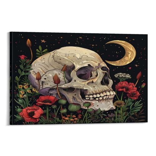 FUYUETTG Leinwandbild, Motiv: Gartenschädel, Landfeld, Mohnblumen, Gothic-Skelett, Gemälde, Druck auf strukturierter Leinwand, Wandposter, Kunstwerk für Wohnzimmer, Schlafzimmer, Büro, Dekorrahmen, 20 FUYUETTG Leinwandbild, Motiv: Gartenschädel, Landfeld, Mohnblumen, Gothic-Skelett, Gemälde, Druck auf strukturierter Leinwand, Wandposter, Kunstwerk für Wohnzimmer, Schlafzimmer, Büro, Dekorrahmen, 20 von FUYUETTG