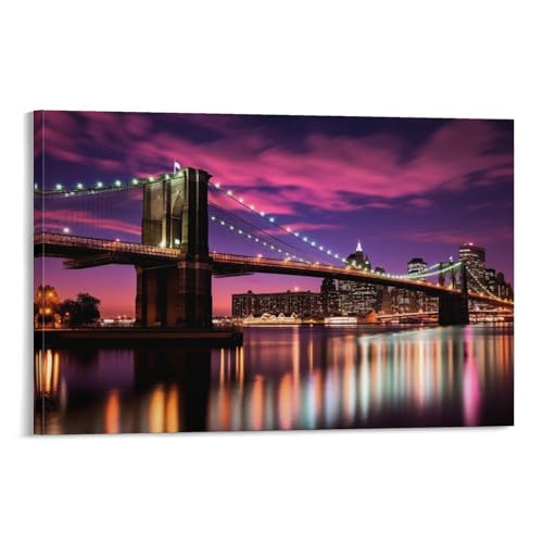 FUYUETTG Leinwandbild, Motiv: Stadtbrücke, moderne Natur, Ozean, Nacht, Landschaft, Gemälde auf strukturierter Leinwand, Wandposter, Kunstwerk für Wohnzimmer, Schlafzimmer, Büro, Dekorrahmen, 60 x 90 FUYUETTG Leinwandbild, Motiv: Stadtbrücke, moderne Natur, Ozean, Nacht, Landschaft, Gemälde auf strukturierter Leinwand, Wandposter, Kunstwerk für Wohnzimmer, Schlafzimmer, Büro, Dekorrahmen, 60 x 90 von FUYUETTG
