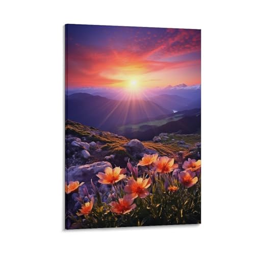 FUYUETTG Moderne Blumen auf Leinwand, romantischer Sonnenuntergang, Berg, farbenfroher Gemäldedruck auf strukturierter Leinwand, Wandposter, Kunstwerk für Wohnzimmer, Schlafzimmer, Büro, Dekorrahmen FUYUETTG Moderne Blumen auf Leinwand, romantischer Sonnenuntergang, Berg, farbenfroher Gemäldedruck auf strukturierter Leinwand, Wandposter, Kunstwerk für Wohnzimmer, Schlafzimmer, Büro, Dekorrahmen von FUYUETTG