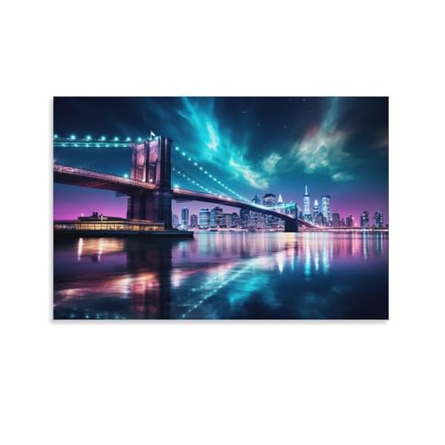 FUYUETTG Moderne Brücke, Leinwand-Kunst, Ozean, urbanes Landschaftsgemälde, Druck auf strukturierter Leinwand, Wandposter, Kunstwerk für Wohnzimmer, Schlafzimmer, Büro, Dekoration, ungerahmt 20 x 30 FUYUETTG Moderne Brücke, Leinwand-Kunst, Ozean, urbanes Landschaftsgemälde, Druck auf strukturierter Leinwand, Wandposter, Kunstwerk für Wohnzimmer, Schlafzimmer, Büro, Dekoration, ungerahmt 20 x 30 von FUYUETTG