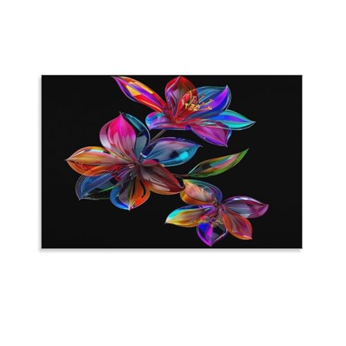 FUYUETTG Moderne Glasblumen, Leinwand-Kunst, wunderschönes, helles Blumengemälde auf strukturierter Leinwand, Wandposter, Kunstwerk für Wohnzimmer, Schlafzimmer, Büro, ungerahmt, 60 x 90 cm FUYUETTG Moderne Glasblumen, Leinwand-Kunst, wunderschönes, helles Blumengemälde auf strukturierter Leinwand, Wandposter, Kunstwerk für Wohnzimmer, Schlafzimmer, Büro, ungerahmt, 60 x 90 cm von FUYUETTG