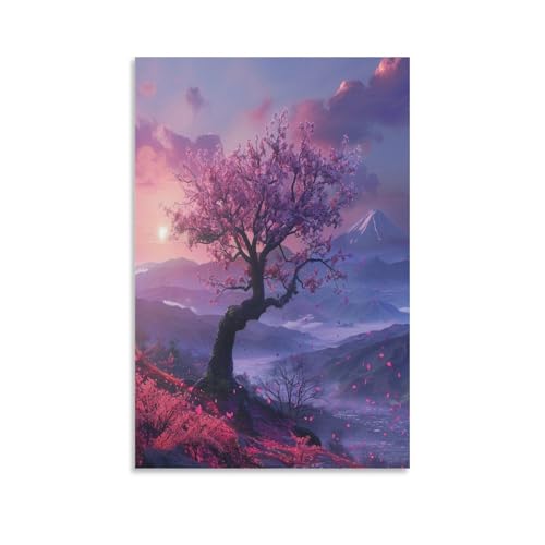 FUYUETTG Moderne Kirschblüten-Leinwandkunst, Natur, Sonnenaufgang, Baumlandschaft, Gemälde auf strukturierter Leinwand, Wandposter, Kunstwerk für Wohnzimmer, Schlafzimmer, Büro, Dekoration, ungerahmt FUYUETTG Moderne Kirschblüten-Leinwandkunst, Natur, Sonnenaufgang, Baumlandschaft, Gemälde auf strukturierter Leinwand, Wandposter, Kunstwerk für Wohnzimmer, Schlafzimmer, Büro, Dekoration, ungerahmt von FUYUETTG