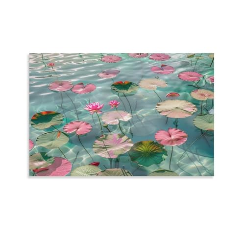 FUYUETTG Moderne Lotus-Teich-Leinwandkunst, natürliche Blumen, Wasser, Retro-Malerei auf strukturierter Leinwand, Wandposter, Kunstwerk für Wohnzimmer, Schlafzimmer, Büro, Dekoration, ungerahmt 60 x FUYUETTG Moderne Lotus-Teich-Leinwandkunst, natürliche Blumen, Wasser, Retro-Malerei auf strukturierter Leinwand, Wandposter, Kunstwerk für Wohnzimmer, Schlafzimmer, Büro, Dekoration, ungerahmt 60 x von FUYUETTG