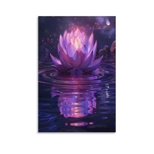 FUYUETTG Moderne Lotusblüte auf Leinwand, Wandkunst, Wasser-Natur-Blume, Mond, Gemälde auf strukturierter Leinwand, Wandposter, Kunstwerk für Wohnzimmer, Schlafzimmer, Büro, Dekoration, ungerahmt, 40 FUYUETTG Moderne Lotusblüte auf Leinwand, Wandkunst, Wasser-Natur-Blume, Mond, Gemälde auf strukturierter Leinwand, Wandposter, Kunstwerk für Wohnzimmer, Schlafzimmer, Büro, Dekoration, ungerahmt, 40 von FUYUETTG
