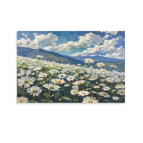 FUYUETTG Rustikale Gänseblümchen-Wandkunst, Berg-Aquarell-Blumen-Gemälde, Druck auf strukturierter Leinwand, Wandposter, Kunstwerk für Wohnzimmer, Schlafzimmer, Büro, Dekoration, ungerahmt, 20 x 30 cm FUYUETTG Rustikale Gänseblümchen-Wandkunst, Berg-Aquarell-Blumen-Gemälde, Druck auf strukturierter Leinwand, Wandposter, Kunstwerk für Wohnzimmer, Schlafzimmer, Büro, Dekoration, ungerahmt, 20 x 30 cm von FUYUETTG