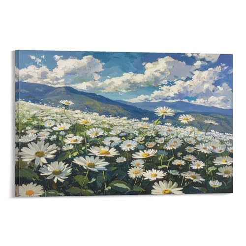 FUYUETTG Rustikale Gänseblümchen-Wandkunst, Berg-Aquarell-Blumen-Gemälde, Druck auf strukturierter Leinwand, Wandposter, Kunstwerk für Wohnzimmer, Schlafzimmer, Büro, Dekorrahmen, 50 x 75 cm FUYUETTG Rustikale Gänseblümchen-Wandkunst, Berg-Aquarell-Blumen-Gemälde, Druck auf strukturierter Leinwand, Wandposter, Kunstwerk für Wohnzimmer, Schlafzimmer, Büro, Dekorrahmen, 50 x 75 cm von FUYUETTG
