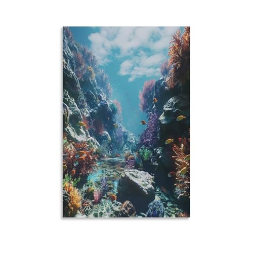 FUYUETTG Rustikale Korallenfisch-Leinwandkunst, Meerestiere, Naturlandschaftsmalerei auf strukturierter Leinwand, Wandposter, Kunstwerk für Wohnzimmer, Schlafzimmer, Büro, Dekoration, ungerahmt, 50 x FUYUETTG Rustikale Korallenfisch-Leinwandkunst, Meerestiere, Naturlandschaftsmalerei auf strukturierter Leinwand, Wandposter, Kunstwerk für Wohnzimmer, Schlafzimmer, Büro, Dekoration, ungerahmt, 50 x von FUYUETTG