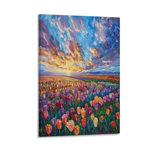 FUYUETTG Schöne Tulpen Leinwand-Kunst, abstraktes Fantasie-Blumenfeld, Gemälde auf strukturierter Leinwand, Wandposter, Kunstwerk für Wohnzimmer, Schlafzimmer, Büro, Dekorrahmen, 40 x 60 cm FUYUETTG Schöne Tulpen Leinwand-Kunst, abstraktes Fantasie-Blumenfeld, Gemälde auf strukturierter Leinwand, Wandposter, Kunstwerk für Wohnzimmer, Schlafzimmer, Büro, Dekorrahmen, 40 x 60 cm von FUYUETTG