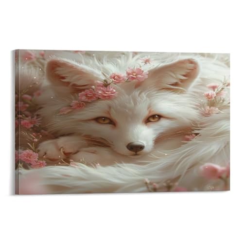 FUYUETTG Schöner Fuchs Leinwand-Kunst, rustikaler Blumen- und Tiergemälde auf strukturierter Leinwand, Wandposter, Kunstwerk für Wohnzimmer, Schlafzimmer, Büro, Dekorrahmen, 60 x 90 cm FUYUETTG Schöner Fuchs Leinwand-Kunst, rustikaler Blumen- und Tiergemälde auf strukturierter Leinwand, Wandposter, Kunstwerk für Wohnzimmer, Schlafzimmer, Büro, Dekorrahmen, 60 x 90 cm von FUYUETTG