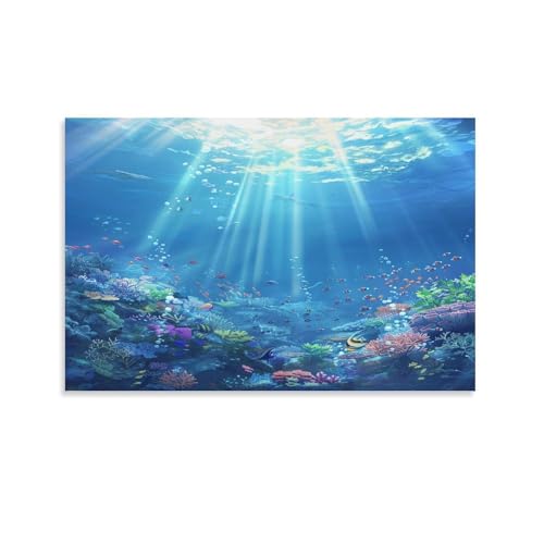 FUYUETTG Unterwasserlandschaft auf Leinwand, Wandkunst, Korallenfisch, blauer Ozean, Naturgemälde auf strukturierter Leinwand, Wandposter, Kunstwerk für Wohnzimmer, Schlafzimmer, Büro, Dekoration FUYUETTG Unterwasserlandschaft auf Leinwand, Wandkunst, Korallenfisch, blauer Ozean, Naturgemälde auf strukturierter Leinwand, Wandposter, Kunstwerk für Wohnzimmer, Schlafzimmer, Büro, Dekoration von FUYUETTG