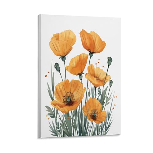 Kunstdruck auf Leinwand, Motiv: Mohnblumen, Aquarell-Blume, rustikale grüne Blätter, Gemälde auf strukturierter Leinwand, Wandposter, Kunstwerk für Wohnzimmer, Schlafzimmer, Büro, Dekorrahmen, 20 x 30 Kunstdruck auf Leinwand, Motiv: Mohnblumen, Aquarell-Blume, rustikale grüne Blätter, Gemälde auf strukturierter Leinwand, Wandposter, Kunstwerk für Wohnzimmer, Schlafzimmer, Büro, Dekorrahmen, 20 x 30 von FUYUETTG