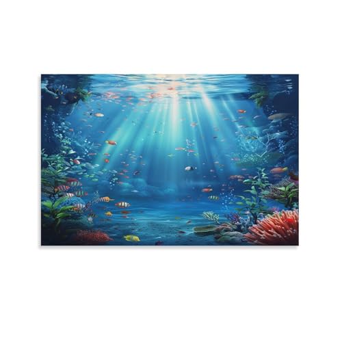 Kunstdruck auf Leinwand, Motiv: Natur-Ozean, Unterwasser-Fantasie-Landschaft, tropischer Fisch, Gemälde auf strukturierter Leinwand, Wandposter, Kunstwerk für Wohnzimmer, Schlafzimmer, Büro Kunstdruck auf Leinwand, Motiv: Natur-Ozean, Unterwasser-Fantasie-Landschaft, tropischer Fisch, Gemälde auf strukturierter Leinwand, Wandposter, Kunstwerk für Wohnzimmer, Schlafzimmer, Büro von FUYUETTG