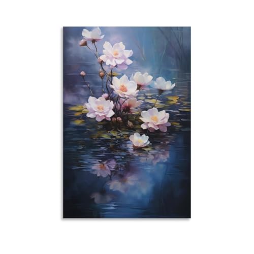 Moderne Blumenmalerei auf Leinwand, Wandkunst, rustikaler Teich, Wasser, natürliche Blumenmalerei auf strukturierter Leinwand, Wandposter, Kunstwerk für Wohnzimmer, Schlafzimmer, Büro, Dekoration Moderne Blumenmalerei auf Leinwand, Wandkunst, rustikaler Teich, Wasser, natürliche Blumenmalerei auf strukturierter Leinwand, Wandposter, Kunstwerk für Wohnzimmer, Schlafzimmer, Büro, Dekoration von FUYUETTG