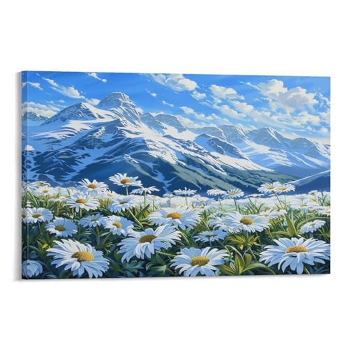 Moderne Gänseblümchen-Wandkunst, schöne Landschaft, Bergblume, rustikaler Gemälde auf strukturierter Leinwand, Wandposter, Kunstwerk für Wohnzimmer, Schlafzimmer, Büro, Dekorrahmen, 50 x 75 cm Moderne Gänseblümchen-Wandkunst, schöne Landschaft, Bergblume, rustikaler Gemälde auf strukturierter Leinwand, Wandposter, Kunstwerk für Wohnzimmer, Schlafzimmer, Büro, Dekorrahmen, 50 x 75 cm von FUYUETTG
