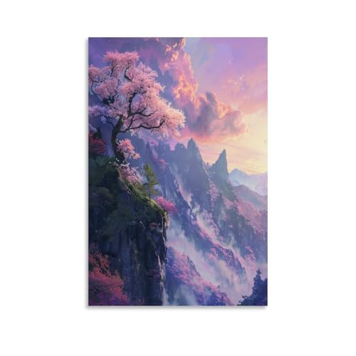 Wunderschöne Kirschblüten-Leinwandkunst, moderne Bergblumen-Fantasie-Malerei auf strukturierter Leinwand, Wandposter, Kunstwerk für Wohnzimmer, Schlafzimmer, Büro, Dekoration, ungerahmt 50 x 75 cm Wunderschöne Kirschblüten-Leinwandkunst, moderne Bergblumen-Fantasie-Malerei auf strukturierter Leinwand, Wandposter, Kunstwerk für Wohnzimmer, Schlafzimmer, Büro, Dekoration, ungerahmt 50 x 75 cm von FUYUETTG