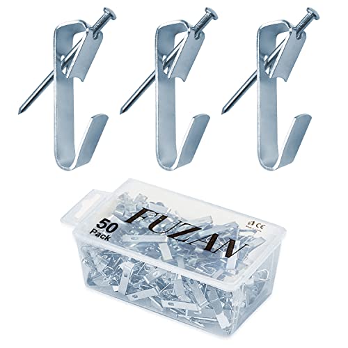 Fuzan Bilderaufhänger (50 Stück - 22,7 kg), strapazierfähige Bilderhaken mit Nägeln, professionelles Bilder-Aufhängeset auf Holz/Trockenbau für Leinwand, Bürobilder, Uhr, Hausdekoration von FUZANWJ