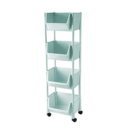 FUZHAOD Aufbewahrungswagen,Haushalts-Mehrschicht-Lagerregal Snack-Obst- Und Gemüsekorb-Rack Mit Abschließbaren Rädern,Geeignet Für Esszimmer(Size:107.5cm,Color:Grün) von FUZHAOD