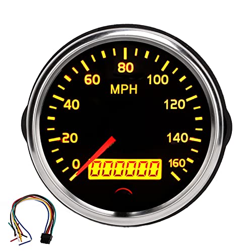 3.3in 12V/24V LCD Speedometer 0‑160MPH with White Amber Backlight for Car Truck Boat Accuracy IP67 von FUZHUI