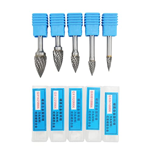 5 Pcs Double Cut Carbide Revolving File Set, 6mm/0.24in Shank, for Aviation Automobile Ship Outer layer Grinding, Efficiency and Durability, GX Series with Workmanship 5 Pcs Double Cut Carbide Revolving File Set, 6mm/0.24in Shank, for Aviation Automobile Ship Outer layer Grinding, Efficiency and Durability, GX Series with Workmanship von FUZHUI