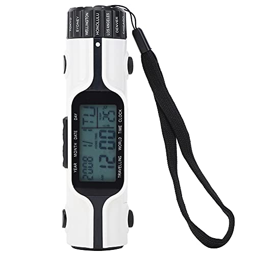 FUZHUI 3 in 1 elektronische Taschenlamptuhr mit digitalem Alarm -Thermometer Hintergrundbeleuchtung Weltzeitanzeige von FUZHUI