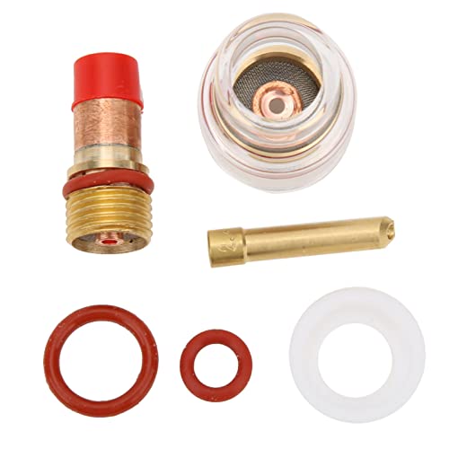 WP‑17/18/26 Welding Torch Guide Fluid Collet Kit with Transparent Glass Cover, Complete Accessories for Tungsten Pin Head Clips 1.6/2.4/3.2mm, Copper (1.6mm) von FUZHUI
